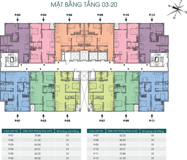 Mặt bằng thiết kế chung cư Packexim 2