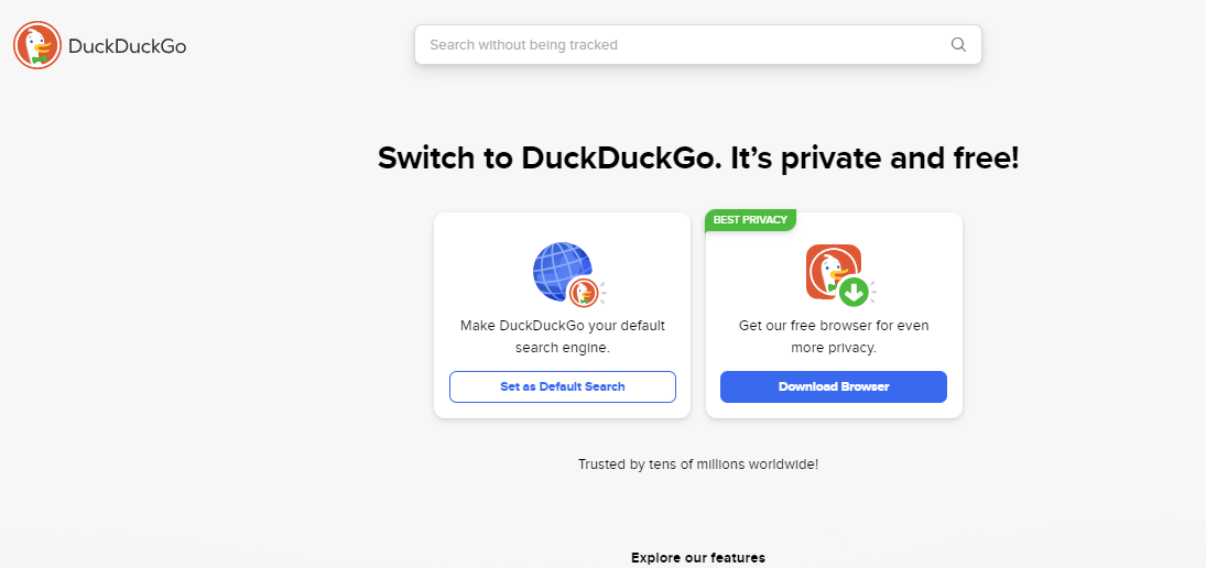  Illustration of DuckDuckGo Homepage.