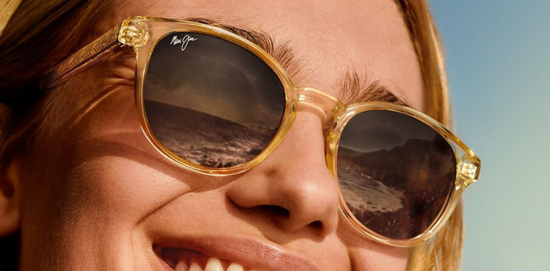 A close-up of a person's face wearing sunglassesDescription automatically generated