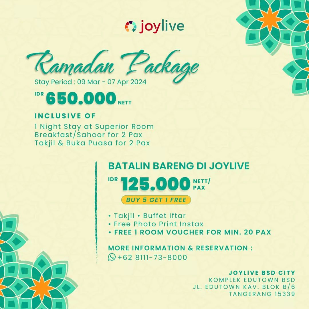 hotel untuk tempat bukber Joy Live BSD  Tangerang Selatan