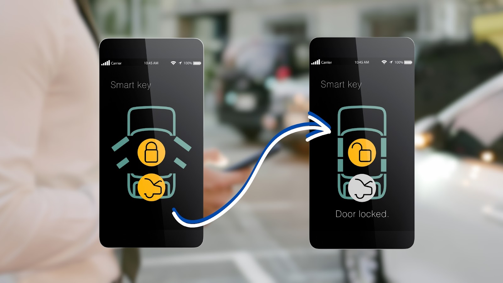 A smart car key being managed using the smartphone