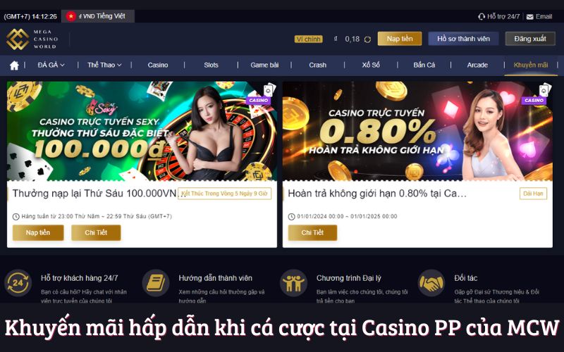 Khuyến mãi hấp dẫn khi cá cược tại Casino PP của MCW