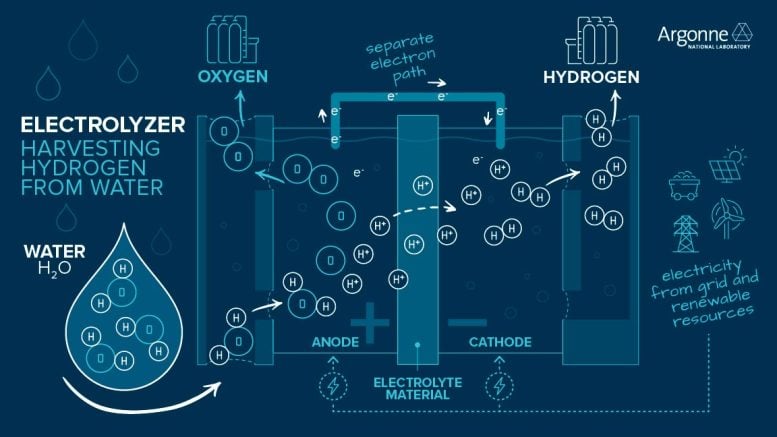 इलेक्ट्रोलाइज़र पानी से हाइड्रोजन का संचयन करता है