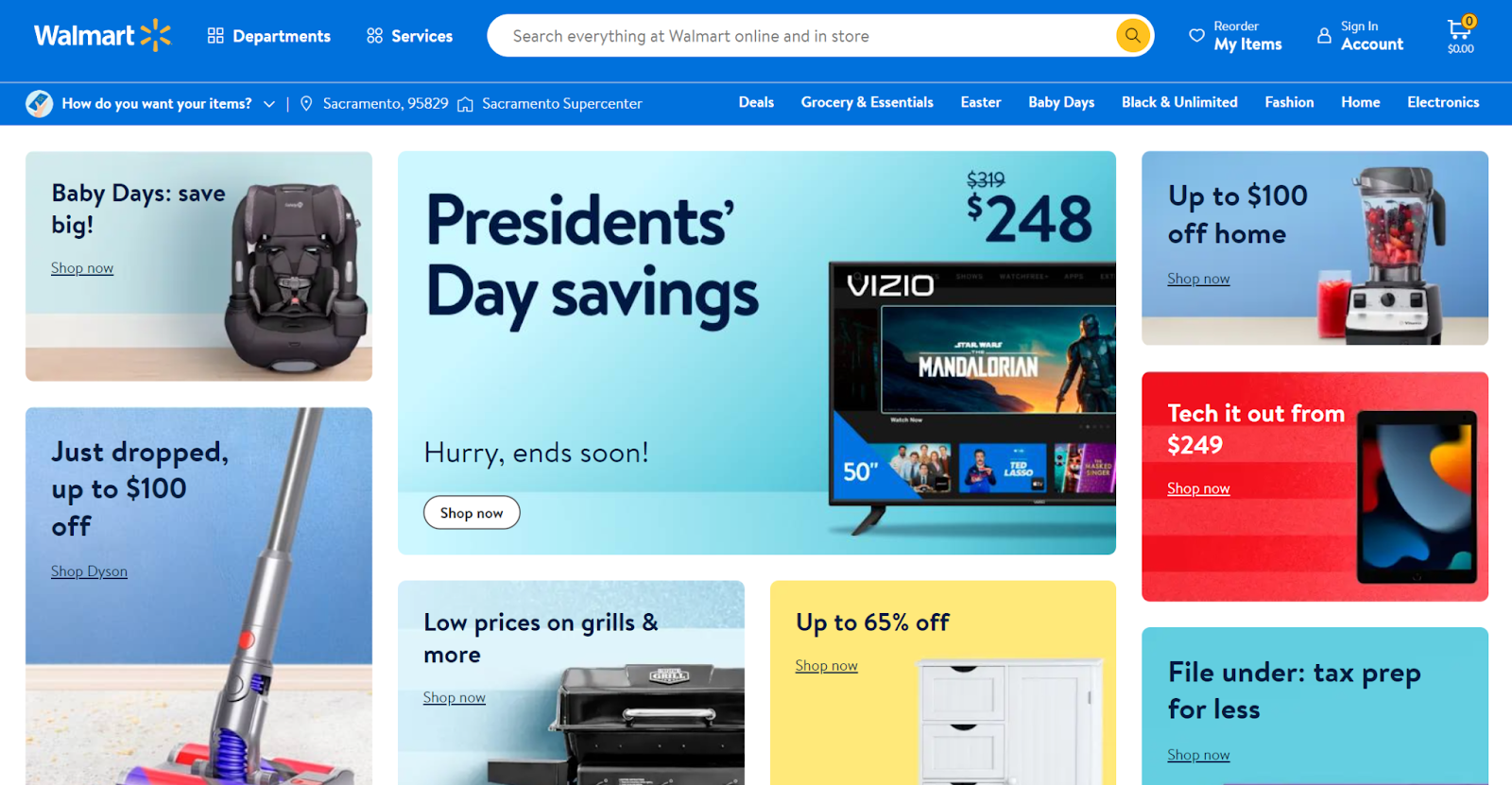 Walmart home page