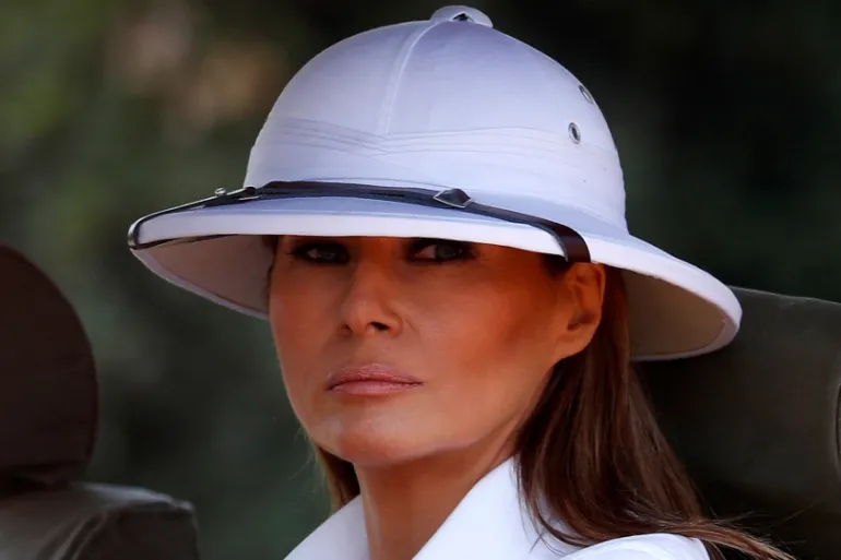 Full picture of a woman rocking  the pith helmet