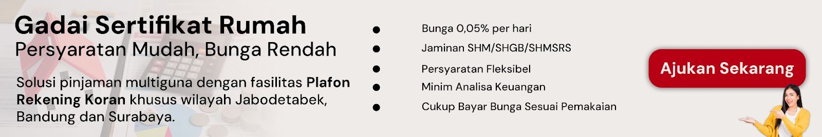 Gadai sertifikat rumah. solusi pinjaman multiguna dengan fasilitas plafon rekening koran khusus wilayan jabodetabek, bandung dan surabaya